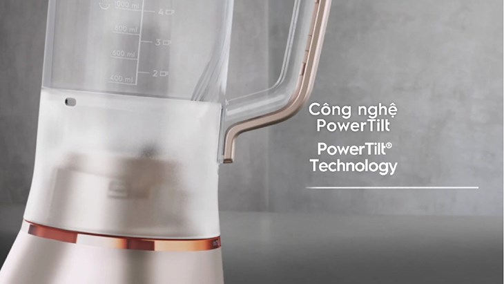 Máy xay sinh tố Electrolux E7TB1-50CW sở hữu công nghệ PowerTilt cho phép xay nhuyễn hầu hết các loại thực phẩm