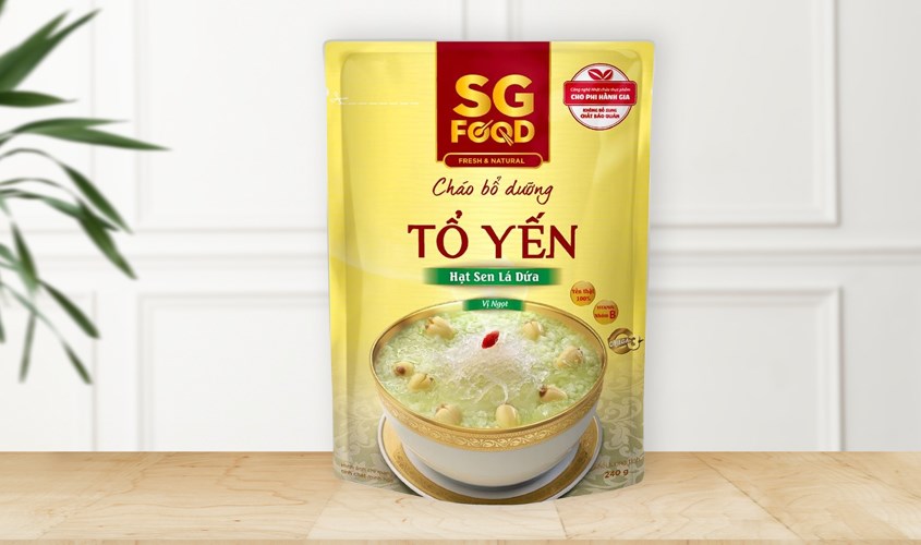 Cháo bổ dưỡng SG Food vị tổ yến, hạt sen lá dứa gói 240g 