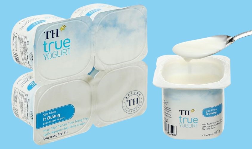 Lốc 4 hộp sữa chua ít đường TH true YOGURT 100g