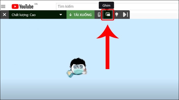 Mở video trên YouTube mà bạn muốn xem và nhấn vào biểu tượng Ghim
