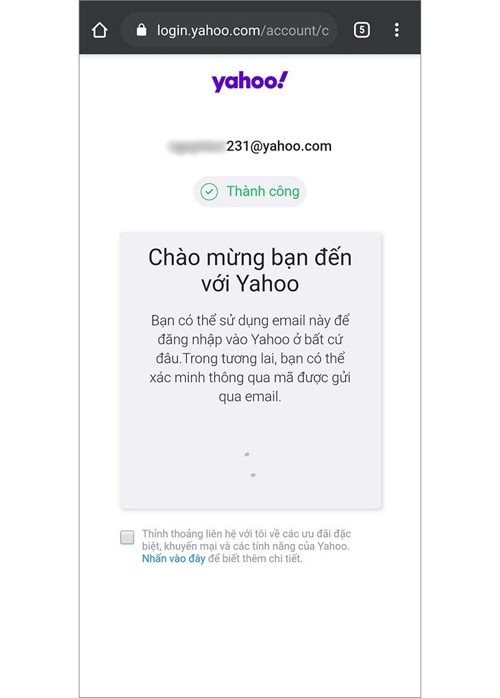 Thông báo triển khai xong ĐK kể từ Yahoo