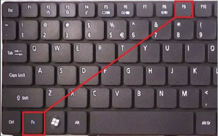 Bạn cần nhấn phím Fn và F9 để mở đèn nền bàn phím laptop Acer