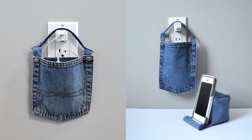 Làm túi đựng điện thoại từ túi của quần jeans đơn giản