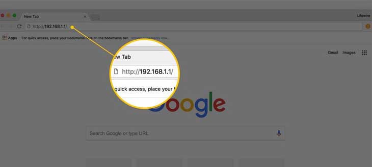 Bạn cần nhập địa chỉ 192.168.1.1 trên thanh địa chỉ để tìm kiếm