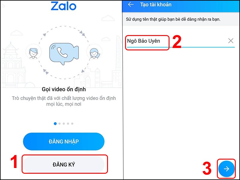 Thiết lập tài khoản trên ứng dụng Zalo