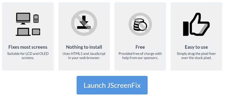 Nhấp vào nút Launch JScreenFix ở cuối trang để khởi động 