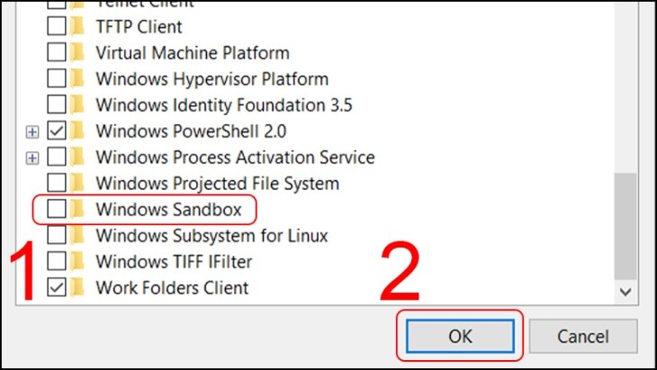 Bạn tích chọn Windows Sandbox