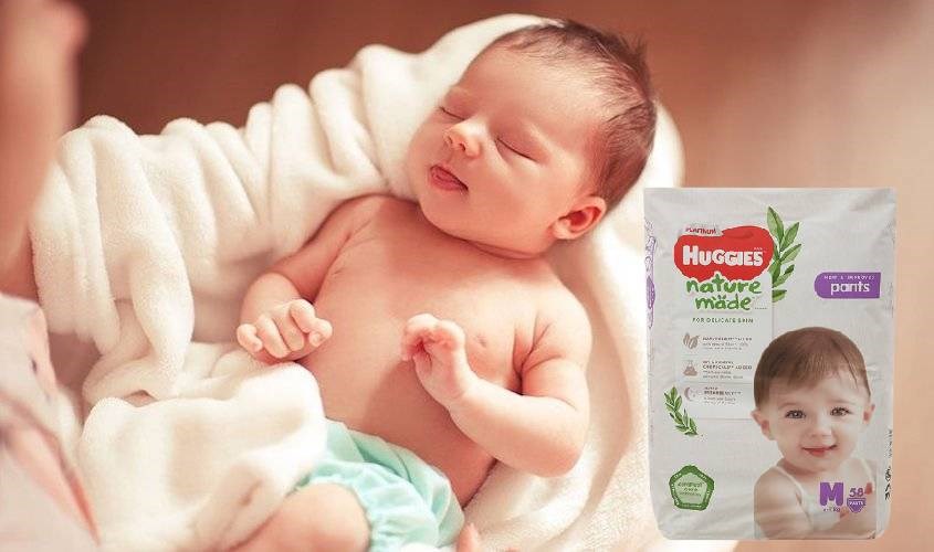 Tã quần Huggies Platinum nature made siêu cao cấp size M 58 miếng (6 - 11 kg)