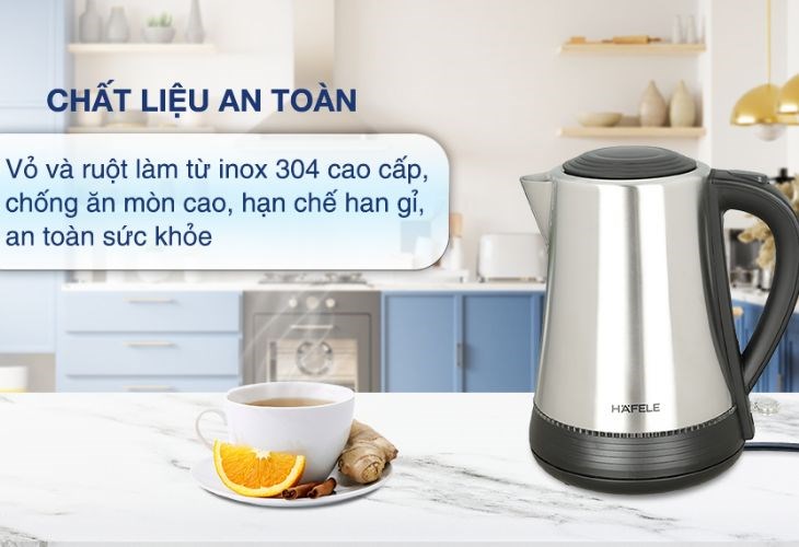 Ấm đun siêu tốc Hafele 1.7 lít HS-K1703X (535.43.733) được làm từ các chất liệu an toàn