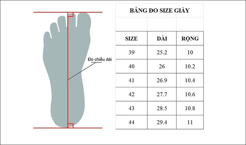 Bạn đang băn khoăn khi chọn kích cỡ giày phù hợp với đôi chân của mình? Xem hình ảnh liên quan để biết cách đo chiều dài và chiều rộng chân, từ đó lựa chọn kích cỡ giày phù hợp nhất cho mình.