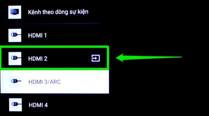 Bạn chuyển sang nguồn HDMI 2 trên màn hình Tivi