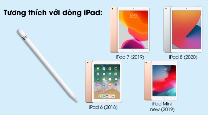 Apple Pencil 1 MK0C2 tương thích với các dòng iPad Pro gen 1, 2