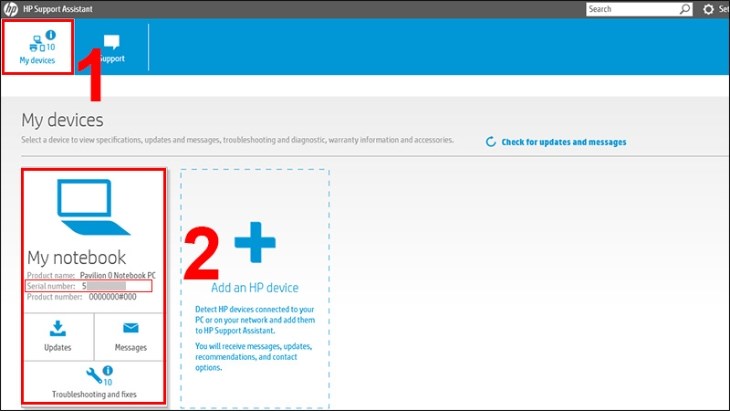 Bạn chọn My devices để xem số seri