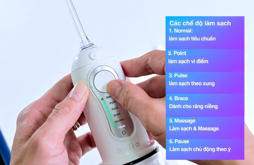 Máy có 4 chế độ làm sạch phù hợp với răng nhạy cảm