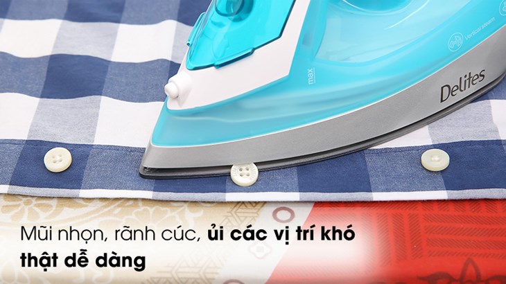 Bàn ủi hơi nước Delites trang bị dây điện dài và xoay được 360 độ giúp sử dụng linh hoạt, thoải mái khi ủi