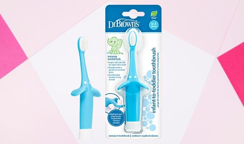 Bàn chải cho bé Dr.Brown's sợi nilon siêu mềm (0 - 3 tuổi) - Màu xanh