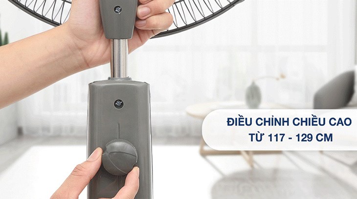 Quạt có thể thay đổi chiều cao linh hoạt trong khoảng 12cm, phù hợp sử dụng ở nhiều vị trí trong nhà Quạt có thể thay đổi chiều cao linh hoạt trong khoảng 12cm, phù hợp sử dụng ở nhiều vị trí trong nhà