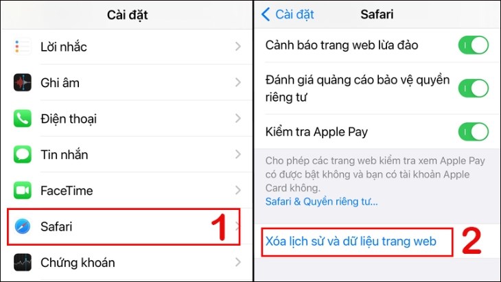 Vào Safari để bắt đầu xóa lịch sử và dữ liệu duyệt web