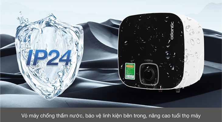 Tích hợp chống nước IP24 và chống ăn mòn trên Máy nước nóng gián tiếp Atlantic 15 lít 2500W NANTO PLUS SWH 15A M-N2