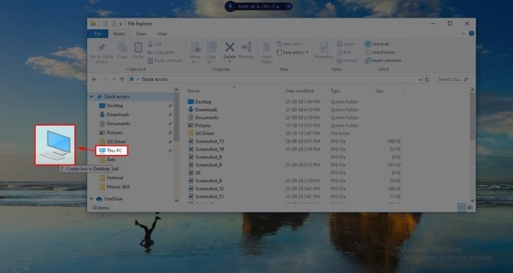Chọn và kéo biểu tượng ra ngoài màn hình