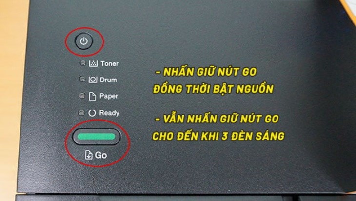 Bạn cần nhấn giữ đồng thời nút Go và nút nguồn