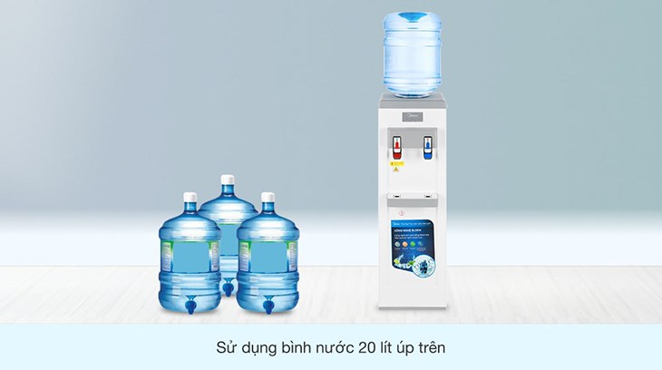 Cây nước nóng lạnh Midea YL1932S 550W có dáng trụ trang nhã, được phối cùng sắc trắng thanh lịch