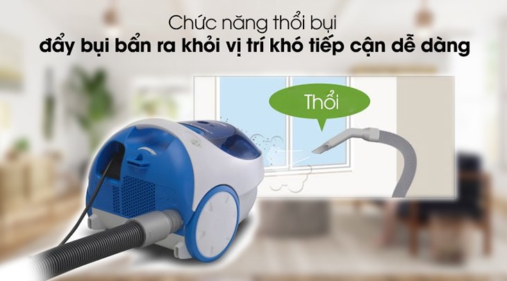 Máy hút bụi dạng hộp Panasonic MC-CL305BN46 có chức năng thổi, hỗ trợ gom rác, lá cây,... nhanh chóng