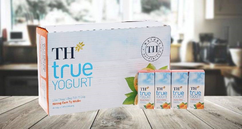 Thùng 48 hộp sữa chua uống tiệt trùng TH true YOGURT hương cam 180 ml