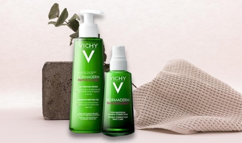 Kem dưỡng dạng gel sữa giảm mụn che khuyết điểm dành cho da dầu Vichy Normaderm Phytosolution 50 ml hiệu quả cho làn da dầu mụn