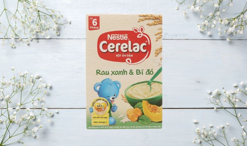 Bột ăn dặm Nestlé Cerelac rau xanh, bí đỏ hộp 200g (từ 6 tháng)