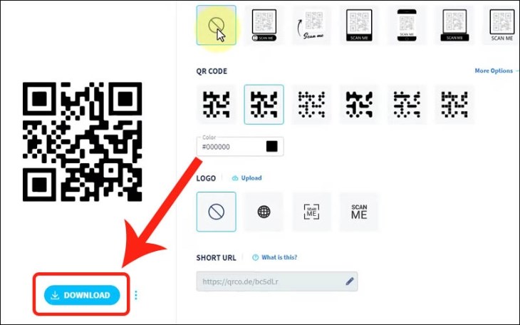 Bạn nhấp vào nút Download để tải mã QR Code xuống