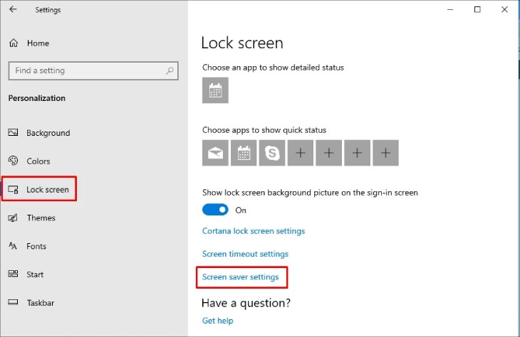 Bạn chọn Screen saver settings trong Lock screen