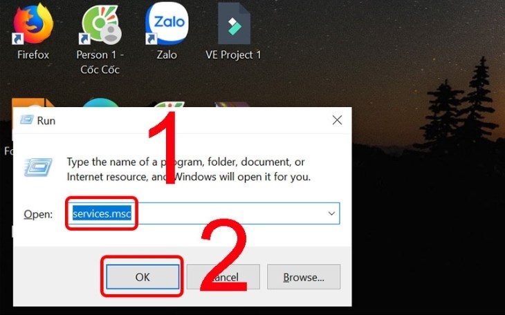 Bạn gõ đoạn lệnh vào ô Open rồi nhấn OK