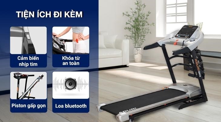 Máy Chạy Bộ Aguri AGT-106LE được trang bị piston thủy lực cho khả năng gấp gọn vô cùng tiện lợi.