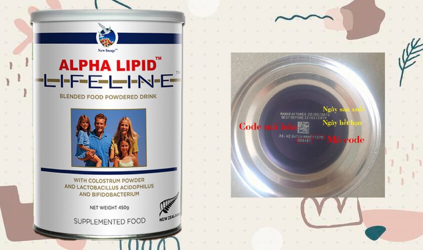 Dưới đáy lon sữa Alpha lipid thật luôn ghi đầy đủ các thông tin