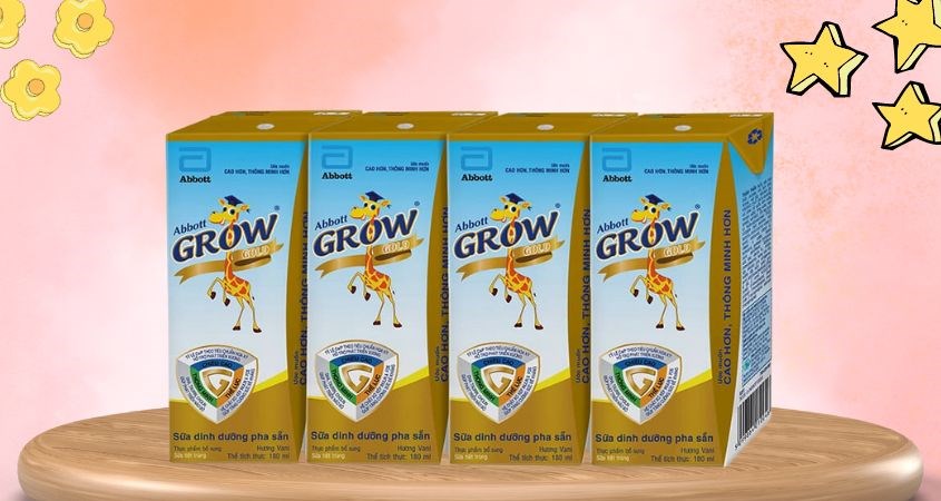 Lốc 4 hộp sữa pha sẵn Abbott Grow Gold hương vani 180 ml (từ 1 tuổi)