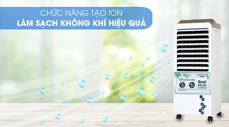 Quạt điều hòa Delites FLS-L20KG sở hữu chức năng tạo ion, lọc bụi mịn tạo không gian thoáng mát