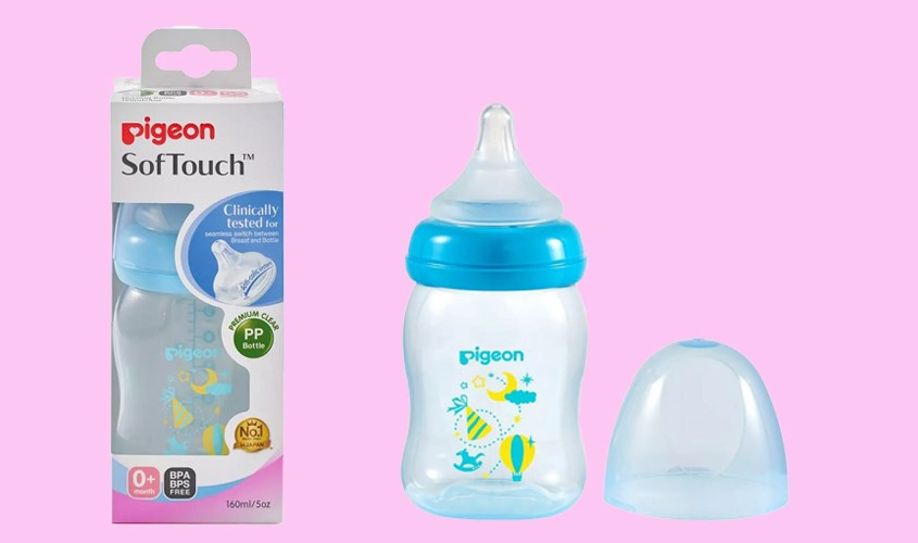 Bình sữa nhựa PP Pigeon Plus cổ rộng 160 ml