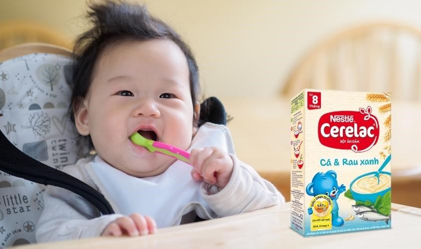 Bột ăn dặm Nestlé Cerelac cá, rau xanh hộp 200g (từ 8 tháng)