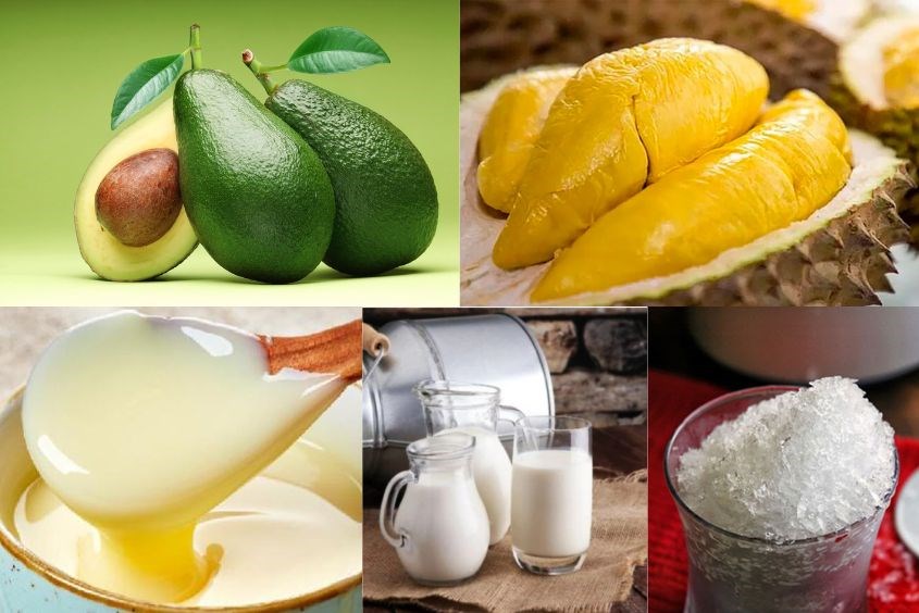 Nguyên liệu làm món kem bơ sầu riêng cho bé