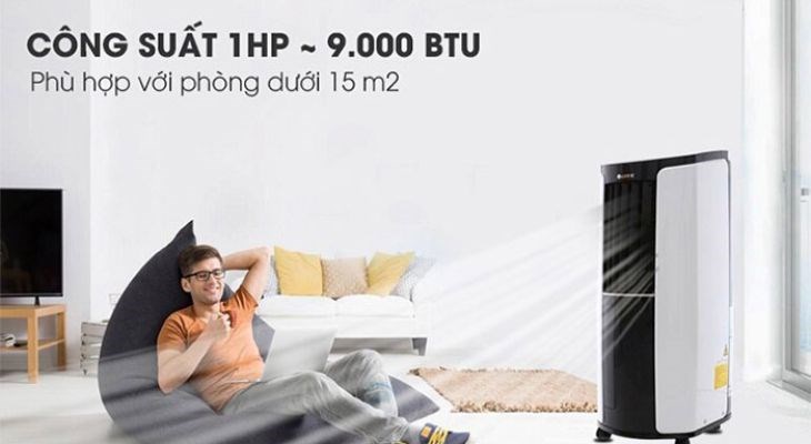 Máy lạnh di động có thiết kế nhỏ gọn và dễ dàng di chuyển, phù hợp làm mát cho các căn phòng có diện tích nhỏ