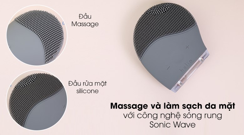 Máy rửa mặt và massage Halio Gray Smoke thải độc cho da hiệu quả