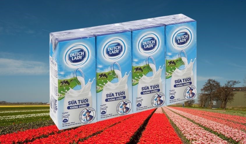 Lốc 4 hộp sữa tươi Dutch Lady không đường 180ml