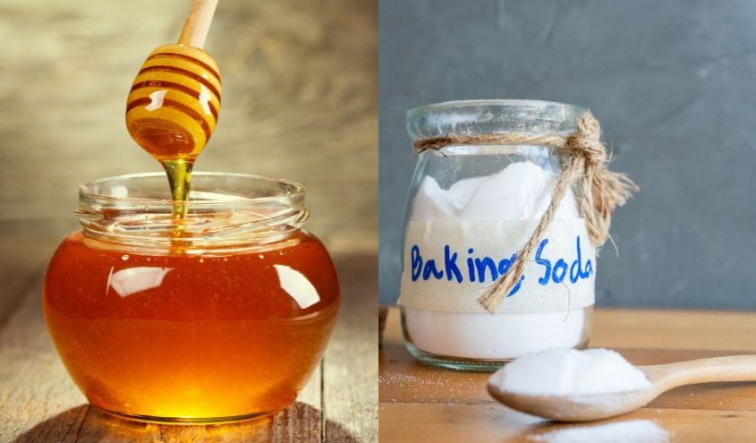 Mật ong và baking soda Mật ong và baking soda tẩy da chết môi nhanh chóng