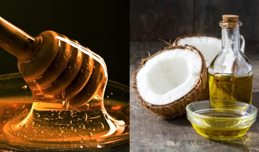 Mật ong và dầu dừa Mật ong và dầu dừa tạo nên dung dịch tẩy tế bào chết lành tính