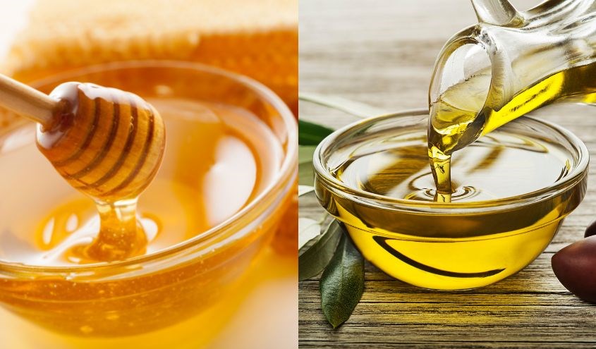 Mật ong và dầu oliu Mật ong và dầu oliu giúp tẩy da chết môi hiệu quả