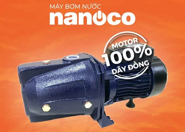 Máy bơm đầu JET Nanoco NJET750 sử dụng động cơ đồng nguyên chất cho khả năng máy hoạt động ổn định và có độ bền tốt