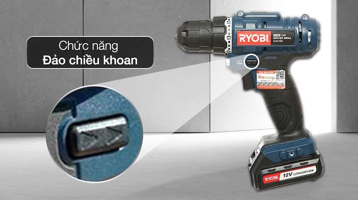 Máy khoan vặn vít pin Ryobi CLD-120 12V được trang bị chức đảo chiều khoan, hỗ trợ tháo siết ốc vít