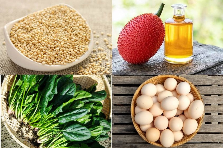 Nấu cháo trứng gà rau mồng tơi cho bé với hạt diêm mạch bổ dưỡng