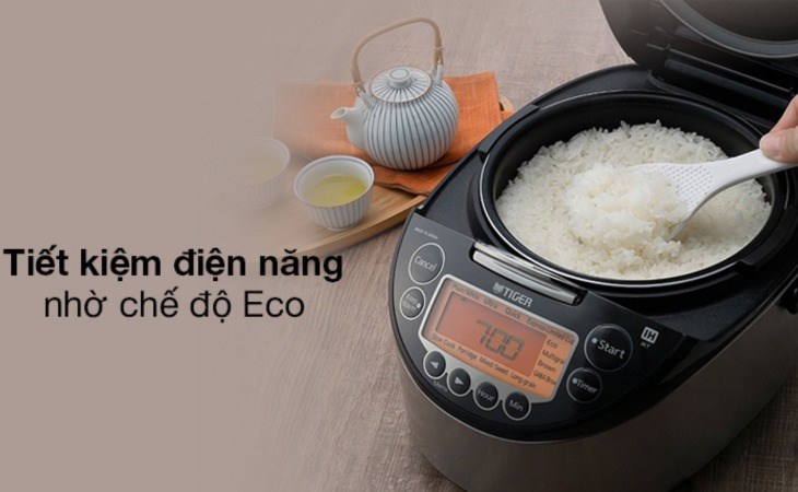 Nồi cơm điện Cao tần Tiger 1 lít JKT-D10V tiết kiệm 6 - 20% điện năng tiêu thụ nhờ vào chế độ Eco